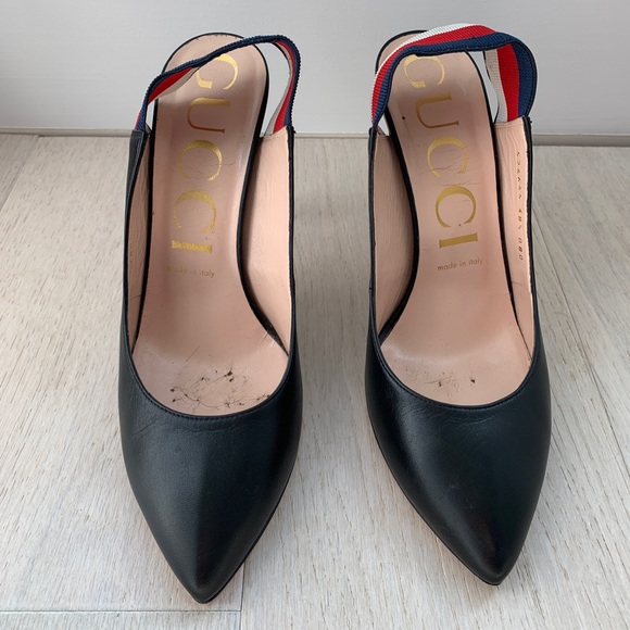 Gucci Stripe and Leather Slingback Pump - Picture 2 of 4